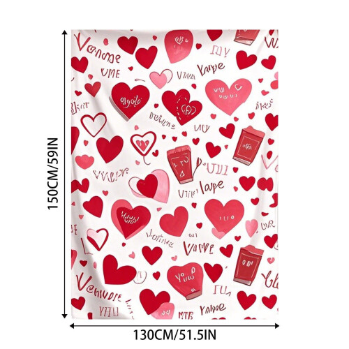 Valentine's Day Blanket Red Heart 52x59 Inch 2