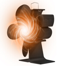 4-Blatt-Ofenventilator mit Handgriff, umweltfreundlich, Schwarz/Gold