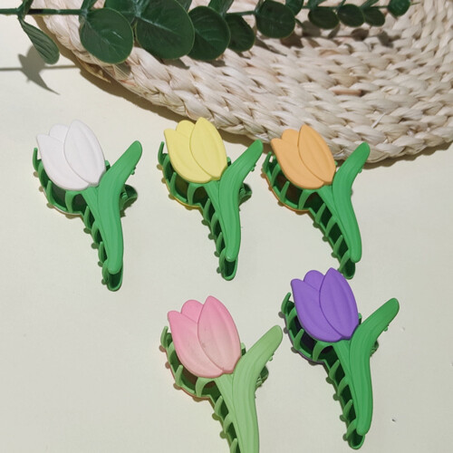 Κλιπ μαλλιών Tulip, 2 τεμάχια χαριτωμένο κράμα λουλουδιών καρχαριών κλιπ 2