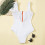 White Zip Mock Neck One-Piece Swimsuit (M) Women's 2