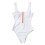 White Zip Mock Neck One-Piece Swimsuit (M) Women's 3