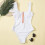 White Zip Mock Neck One-Piece Swimsuit (M) Women's 4
