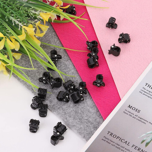Mini pinces à cheveux en plastique noir, 100 pièces 1