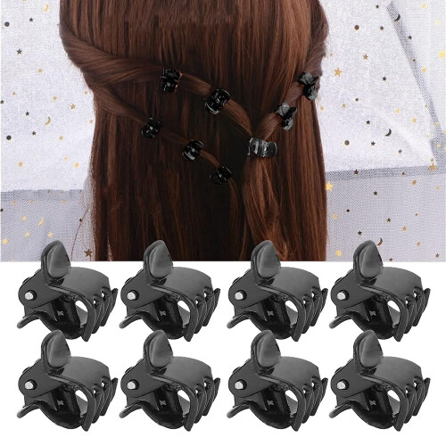 Mini pinces à cheveux en plastique noir, 100 pièces 2