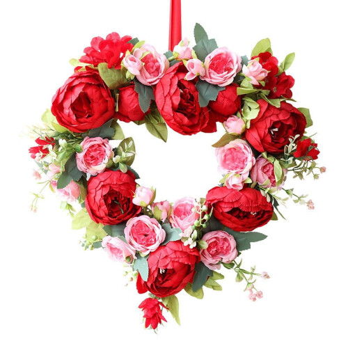 Guirlanda de rosas vermelhas em formato de coração de 45 cm (18 polegadas). 1