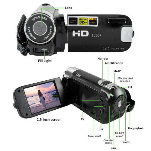 Ψηφιακή βιντεοκάμερα HD 1080P με οθόνη TFT LCD 2,7" και 16MP 2