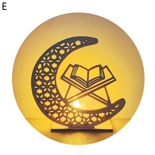 Φωτιστικό νυχτός Eid Crafts – 3D ξύλινο φωτιστικό LED σε σχήμα φεγγαριού, διακόσμηση για 1