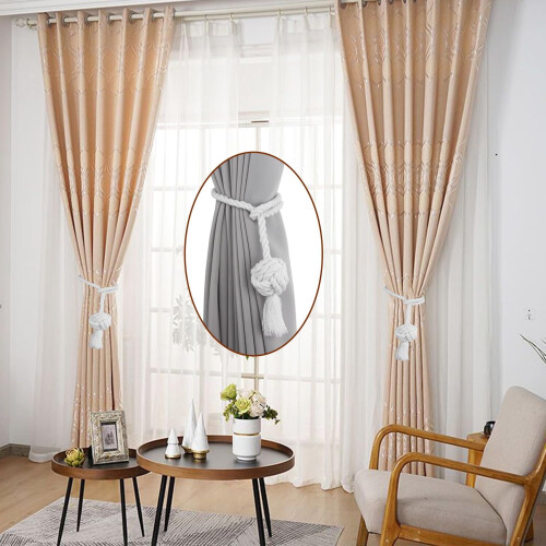 Fermacravatte per tende in cotone, 4 pezzi, 68 cm 1