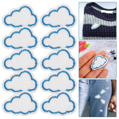 Wolkenförmige, aufbügelbare Stickaufnäher, 12 Stück 2