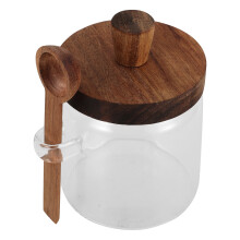 Glass Spice Container with Wooden Spoon Lid 6-Pack