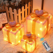 3er-Pack LED-beleuchtete Weihnachtsgeschenkboxen, farbenfrohe Dekoration für drinnen und draußen, Garten und Partys – kompatibel mit