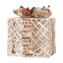 Set of 3 Lighted Christmas Gift Boxes with Gold Snowflake