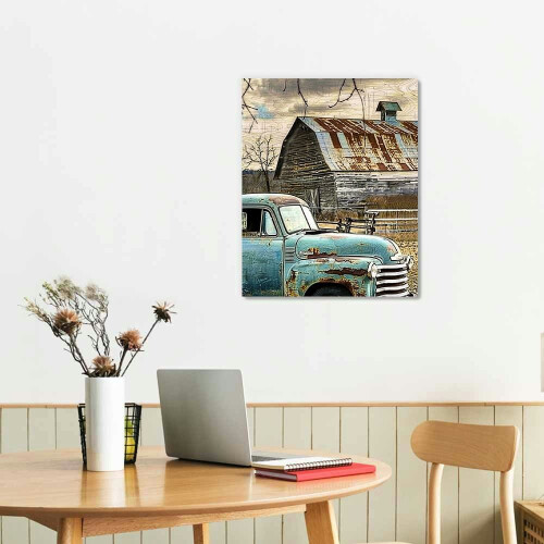 Cuadro de pared de estilo rústico: paisaje campestre con 2