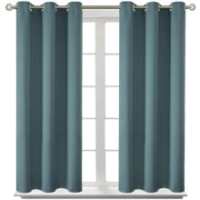 Room Darkening Curtains 45 Inches Long - Grommet Thermal Insulated Drapes Window Treatment Curtains for Bedroom, 2 Panels, 38 x 45 Inch, Stone Blue
