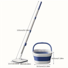 Mop Bucket Set with Rotating Wheels – 360 Stainless Steel Handle, Wet/Dry Spin Mop System with Microfiber Replacement Head for Hard Floors