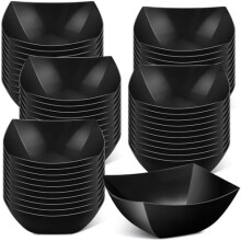 Verpakking van 50 rode vierkante plastic kommen van 237 ml (8 oz).