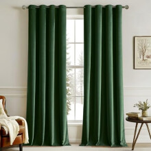 Emerald Green Velvet Christmas Curtains, Thermal & Soundproof, Darkening Grommet Drapes for Living Room/Bedroom – 52x63", Set of 2
