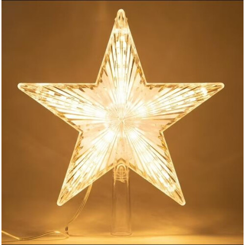 LED Clear Acrylic Star Tree Topper 22cm 31 Lights