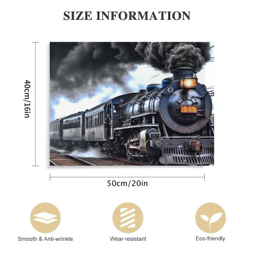 Quadro decorativo de parede em tela com trem a vapor, 40,6 cm (16 polegadas) 1