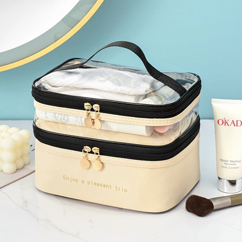 Travel Makeup Bag Double Layer Large Clear Cosmetic