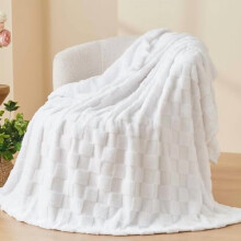 Flannel Fleece Throw Blanket Twin Size 60x80 in White