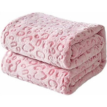 Flanellen fleece plaid met luipaardprint, superzacht en lichtgewicht, geschikt voor een tweepersoonsbed (queen size), 238 x 232 cm, roze