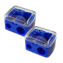 2 Pack Makeup Pencil Sharpener Plastic Lip Liner Pencil Eyeliner Sharpener Cosmetic Manual Tools for Eyeliner Lip Liner Pencils (Blue)