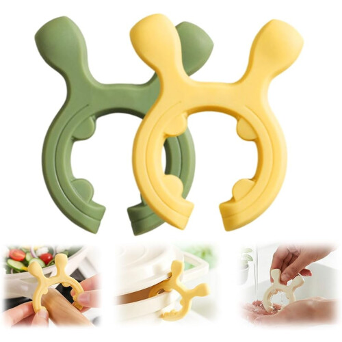 Silicone Pot Handle Spatula Rack Non-Slip Green Yellow