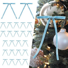 24 fluwelen kerststrikken van 5x7 inch voor kerstbomen, kransen en cadeaus