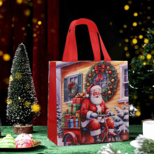 Sac à main rouge de Noël en papier, sac cadeau pour les fêtes, emballage saisonnier