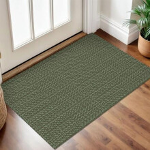 2x3 Washable Woven Area Rug, Non-Slip Rubber Backed, Indoor Doormat for Entryway/Kitchen – Olive Green