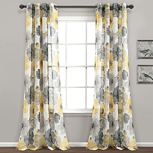 Floral Sheer Curtain Panels 52"W x 84"L Polyester