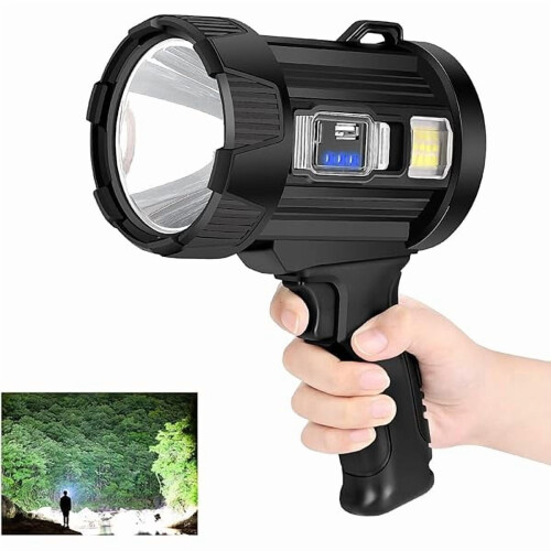 ZC Rechargeable LED Spotlight 90000 Lumens with Solar Panel