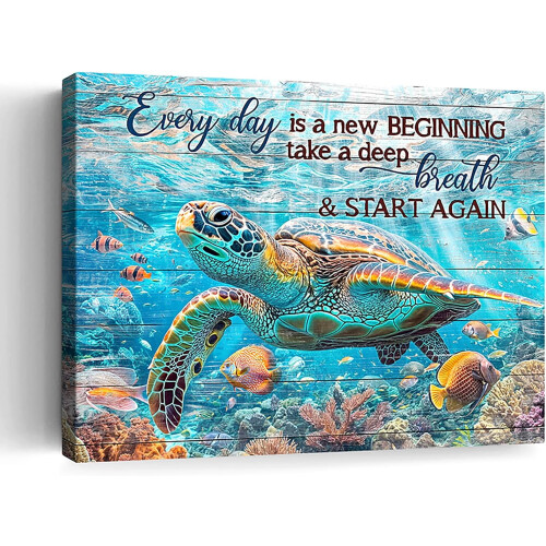 Sea Turtle Canvas Wall Art 12 x 16 in