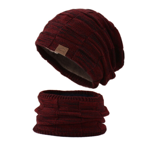 Winter-Rippmütze und Schal-Set, 2-teilig, Wollstrick 1