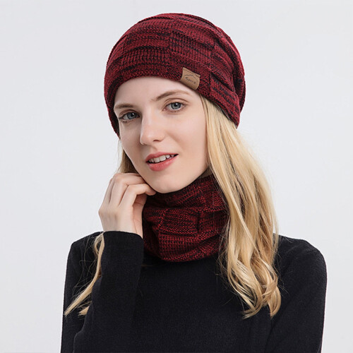 Winter-Rippmütze und Schal-Set, 2-teilig, Wollstrick 2