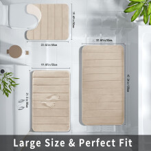 Juego de alfombras de baño de espuma viscoelástica suave (3 piezas), antideslizantes y lavables a máquina, compatibles con todos los baños.