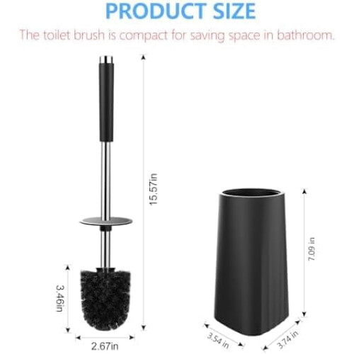 Kompakte Toilettenbürste mit Halter und Edelstahlgriff