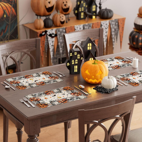 Σουπλά λινά για το Halloween, σετ 4 τεμαχίων 1