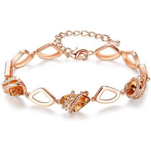 Wish Stone Link Bracelet with Birthstone Crystals Rose Gold