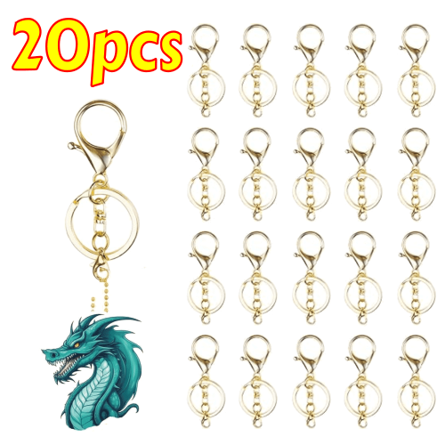 Lobster Claw Clasp and Keychain Ring Set with Swivel Hook