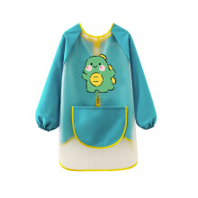 Grembiule da disegno per bambini con tasca, maniche lunghe, scollo rotondo – Blu, 5-8 anni, adatto per disegnare e dipingere