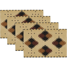 Aztec Print Placemats Set of 4, 18 x 12 Inch Polyester