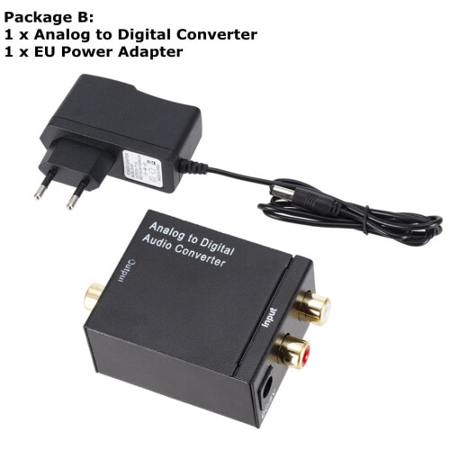 Conversor de áudio analógico para digital com saídas coaxial e Toslink