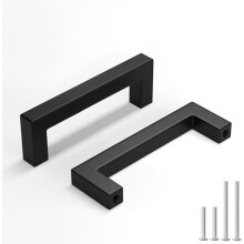 Lot de 25 poignées de meuble 3 po noir mat, entraxe 76 mm, acier inoxydable, compatibles avec les tiroirs standard