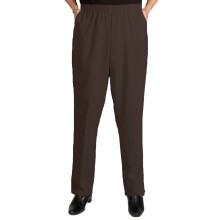 Women's Plus Size Elastic Waist Pull-On Shaped Fit Dress Pants with Pockets - Chocolate Brown - 22W