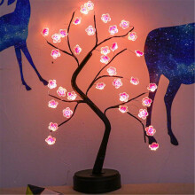 Luminária de Árvore de Cerejeira em Flor – Lâmpada LED Bonsai de 3 Cores, 24 LEDs, Rosa e Marrom, Compatível com Decoração de Casa/Dia dos