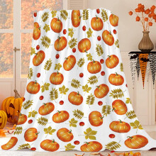 Halloween Throw Blanket Thanksgiving Pumpkin Blanket Lightweight and Warm Flannel Wool Blanket, Soft Velvet Fleece Throw for Sofa, Couch, Bed