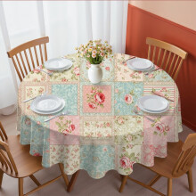 Pioneer Flower Floral Print Pattern Round Tablecloth 60 X 60 Inch, Wrinkle Resistant Wipeable Table Cloth for Kitchen Dining Picnic Patio Party