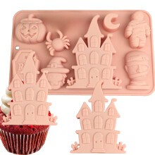 Ensemble de moules en silicone pour la pâtisserie d'Halloween, avec des motifs de citrouille, chauve-souris et chapeau de sorcière, pour la